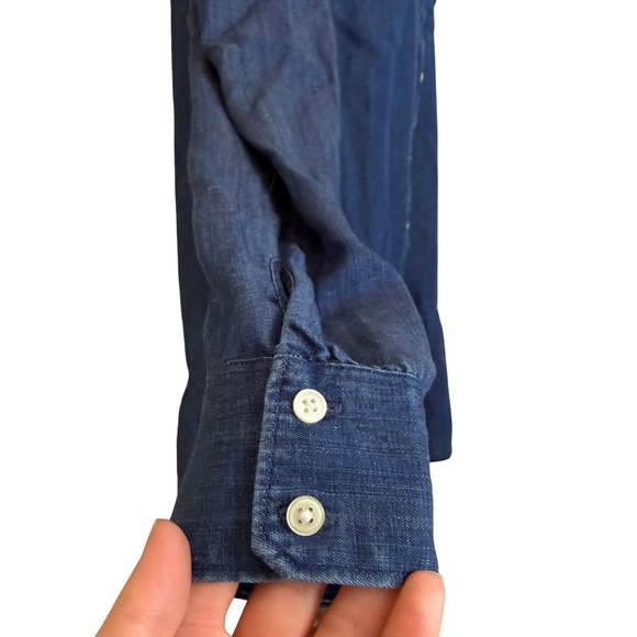 NWT LOFT Chambray Denim Shirt Dress Button Front Tiered Ruffle Hem Size S - Picture 6 of 12